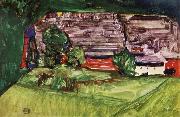 Egon Schiele Peasant Homestead in a Landscepe oil painting reproduction